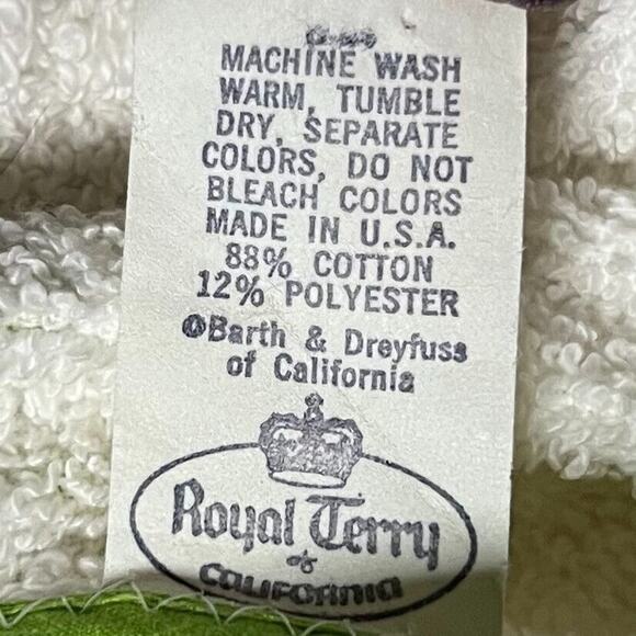 Vintage 1970s Royal Terry Kitchen Apples & Pears Green & White Terry Cloth Apron - Picture 11 of 12